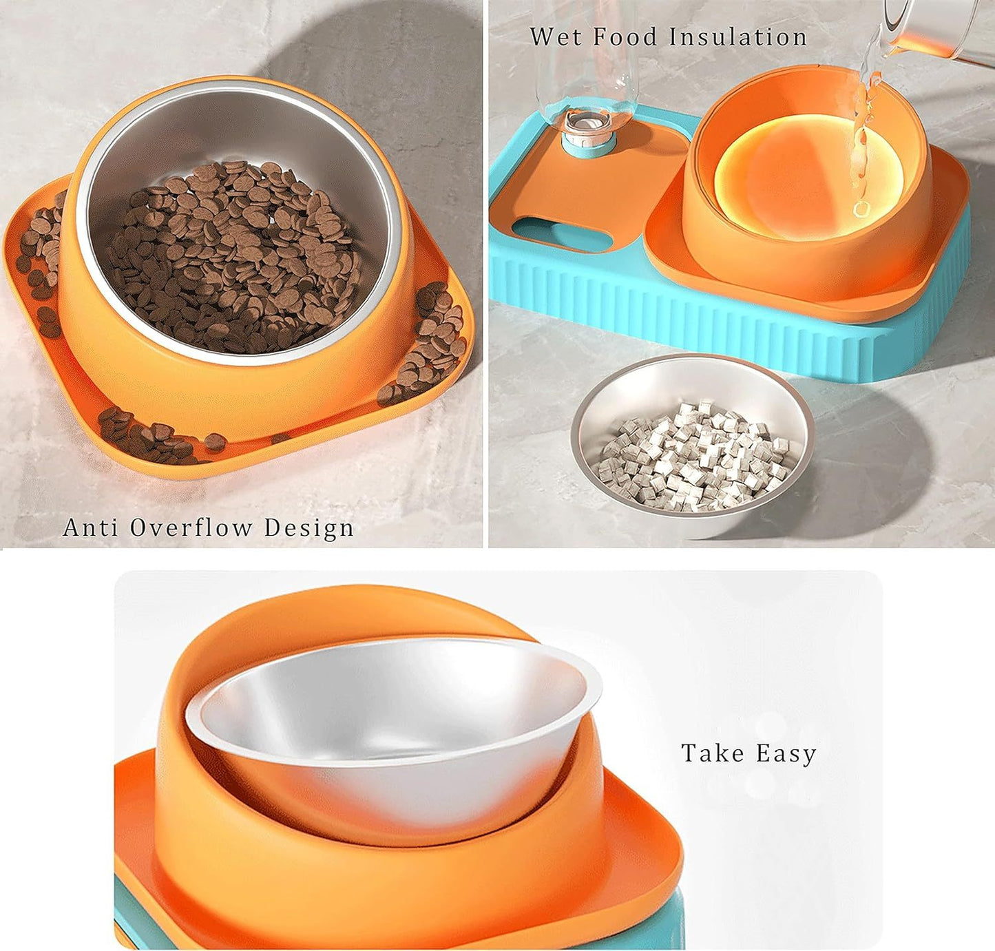 Cat Dog Food And Water Bowl Set