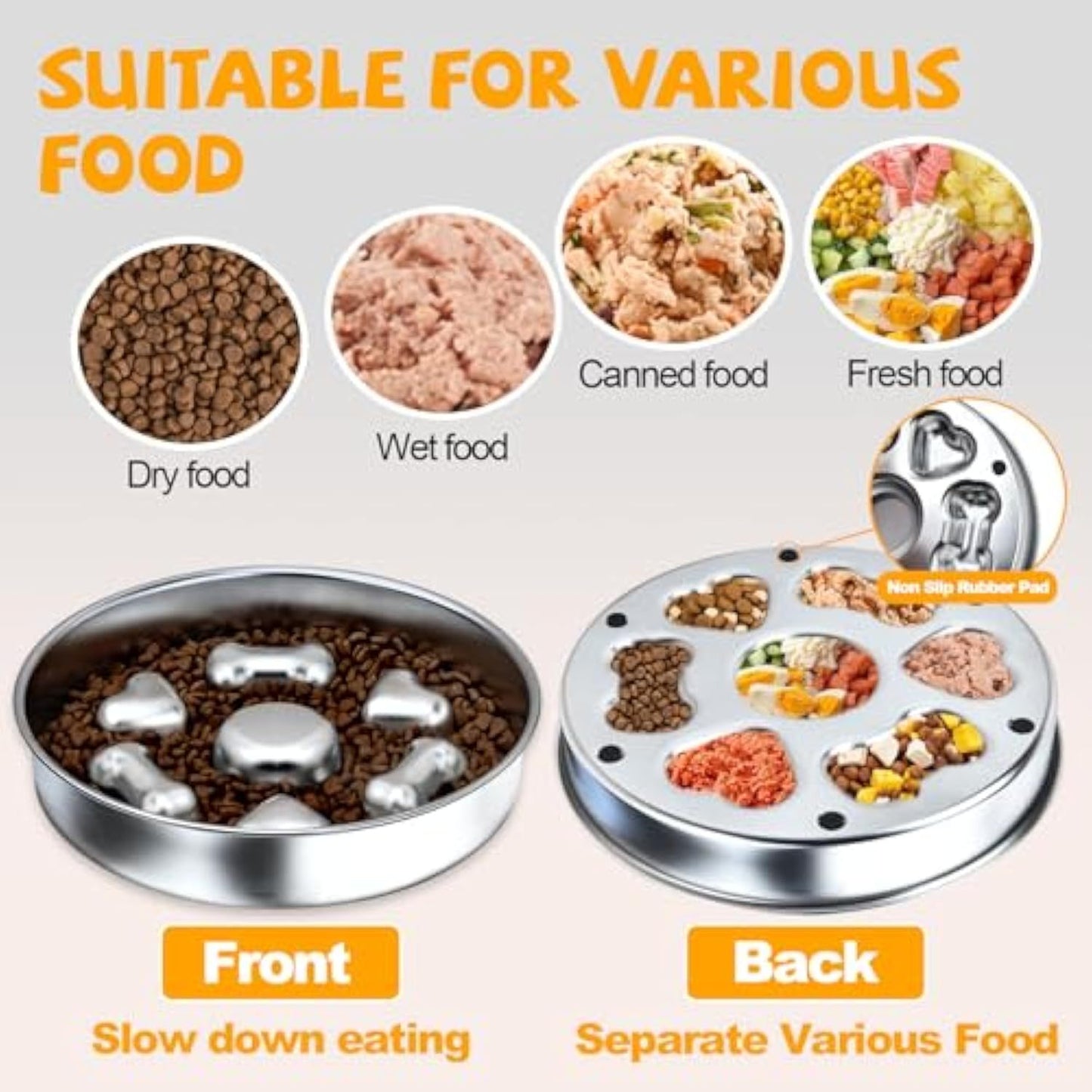 Non-Slip Metal Dog Food Bowl