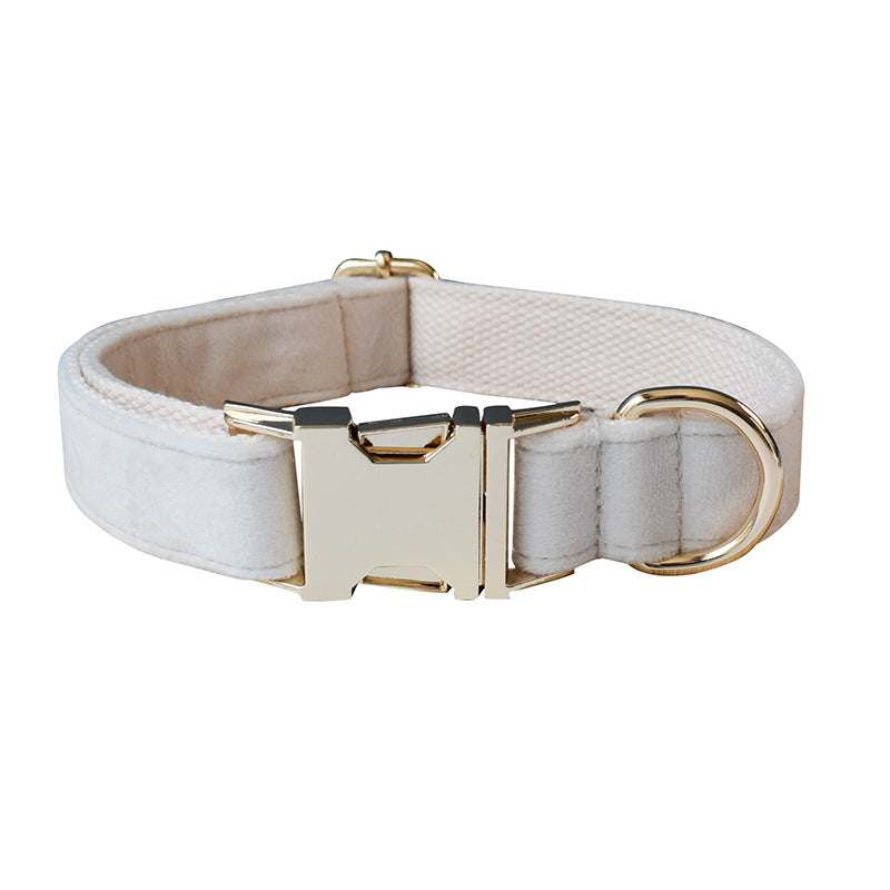 Milky White Velvet Dog Collar