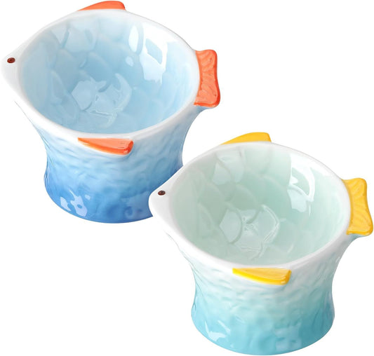 Ceramic Fish Shape Elevated Bowls