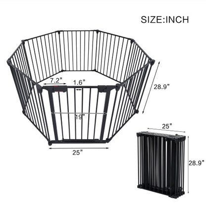 200 Adjustable Safety Gate 8 Panels Play Yard Metal Doorways Fireplace Fence Christmas Tree Fence Gate For House Stairs Gate Prohibited Area Fenc