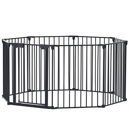 200 Adjustable Safety Gate 8 Panels Play Yard Metal Doorways Fireplace Fence Christmas Tree Fence Gate For House Stairs Gate Prohibited Area Fenc